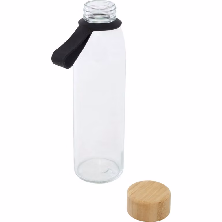 Floso Porto Bamboo 500ml Water Bottle in Black and Transparent