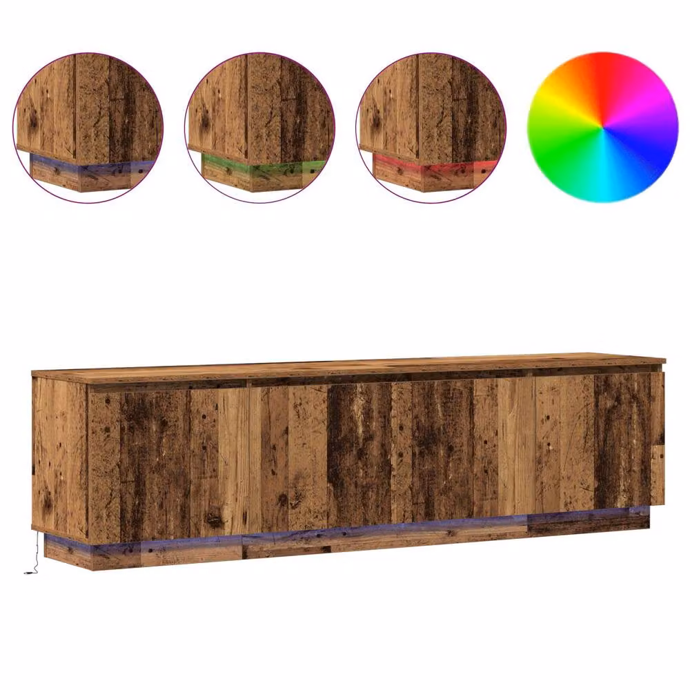 Berkfield Home Rustic Brown TV Cabinet with Integrated LED Lighting, W/D/H: 180 x 38 x 49 cm – 3