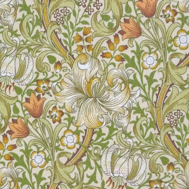 William Morris Golden Lily Outdoor Fabric in Willow Multicolour and Green