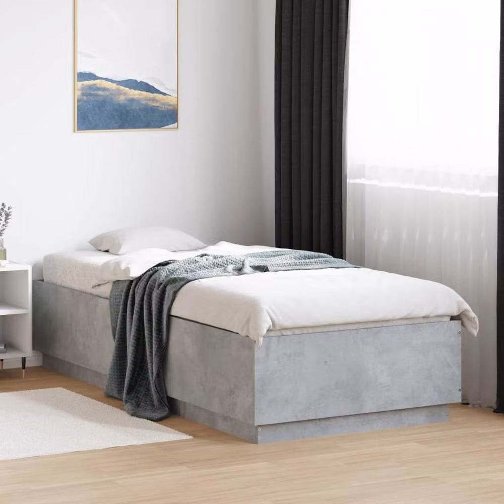 Berkfield Home Modern Bed Frame in Grey, W/D/H: 90 x 200 cm – 2