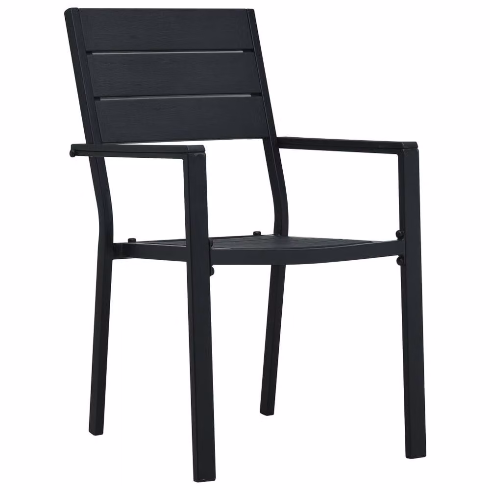 Berkfield Home Set of 2 Modern Black Wood Look Garden Chairs in HDPE and Steel – 2