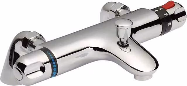 Ventryn Thermostatic Bath Shower Mixer Tap in Chrome Silver, Deck Mounted Single Lever with Safety Stop