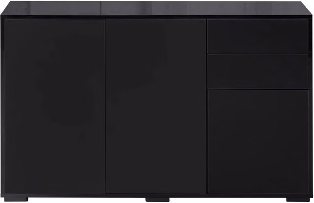 Havendro High Gloss Side Cabinet with 2 Doors and 2 Drawers in Black – 1