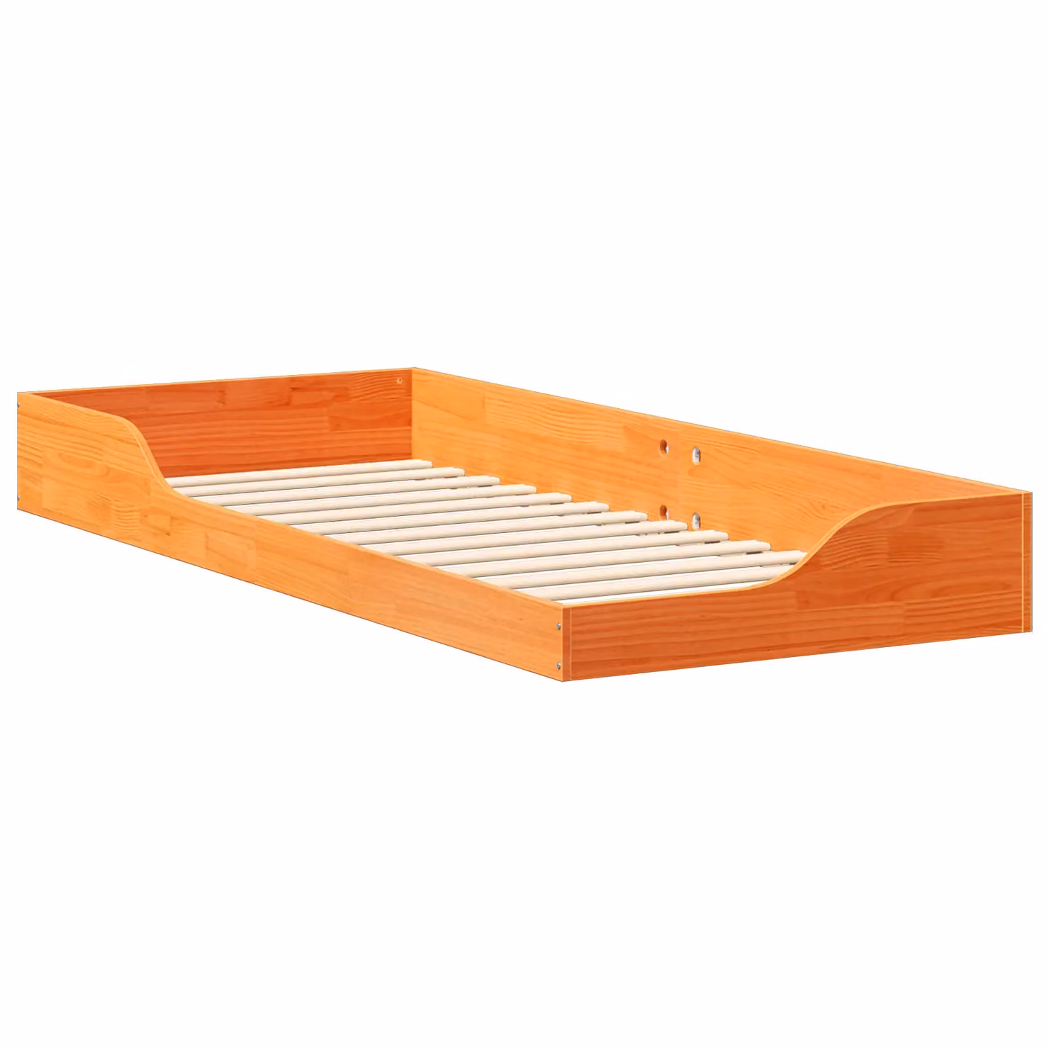 Berkfield Home Solid Pine Wood Floor Bed Frame in Wax Brown, W/D/H: 80 x 220 x 24 cm – 2