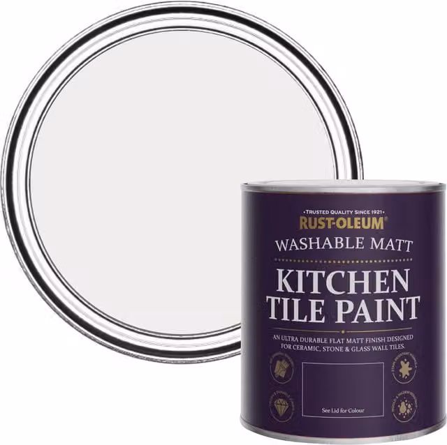 Rust-Oleum Fleur Water-Based Kitchen Tile Paint in Matt Grey, 750ml – 1