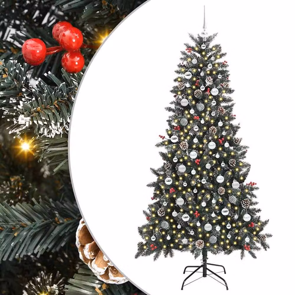 Berkfield Home Artificial Christmas Tree in Green with Stand, W/D/H: 114 x 114 x 210 cm – 2