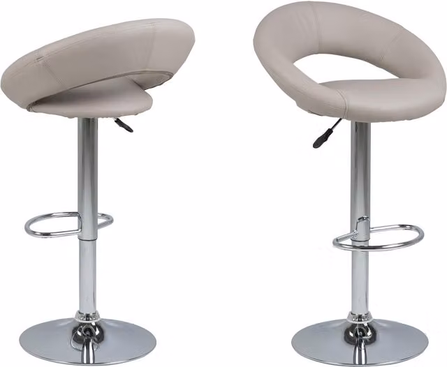 Furniture To Go Plump Light Grey Swivel Bar Stool with Open Back – 1
