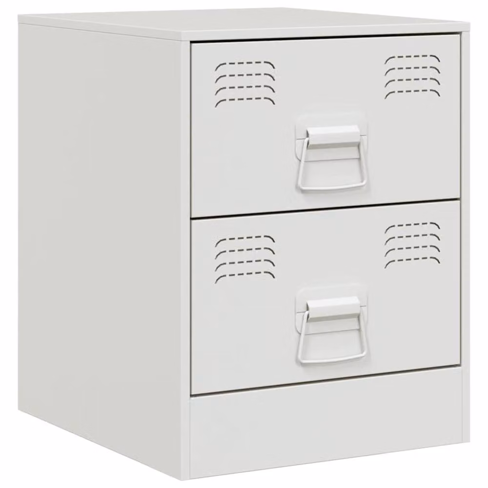 Berkfield Home Stylish White Metal Bedside Cabinet W/D/H: 34.5 x 39.0 x 44.0 cm – 2