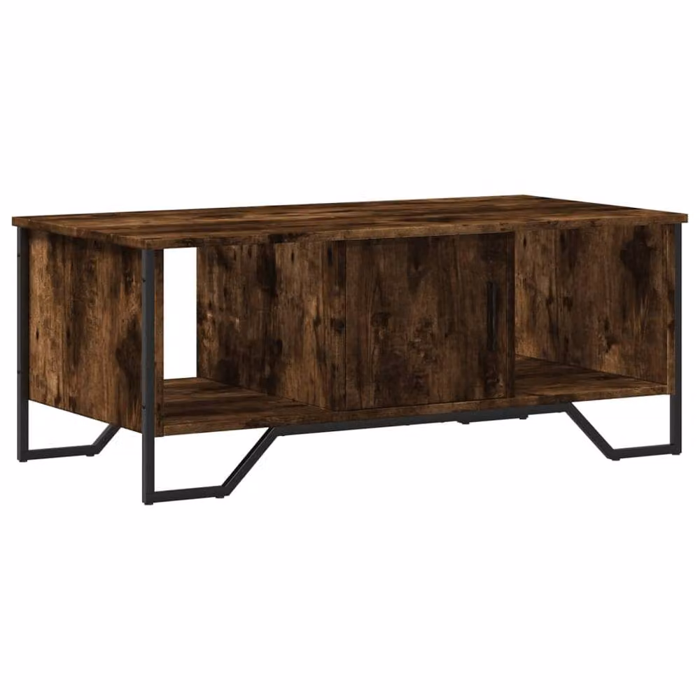 Berkfield Home Durable Smoked Oak Coffee Table in Brown, W/D/H: 100 x 51 x 40 cm – 2
