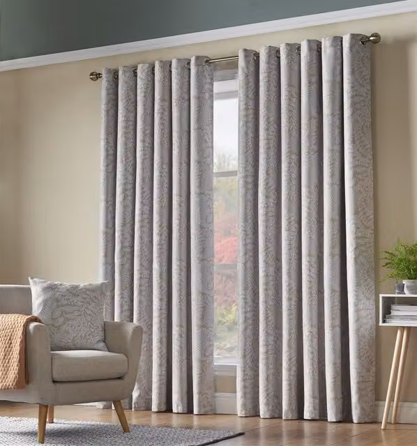 Luxury Living Fern Blackout Floral Curtains in Beige, Width: 110 cm, Drop: 137 cm – 1