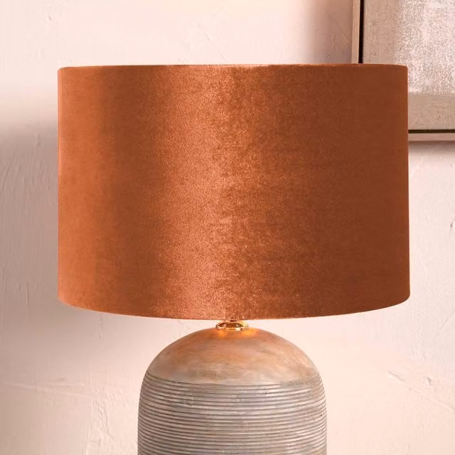 Ruma Orange Velvet Cylinder Table Lamp Shade, Diameter: 45.72 cm