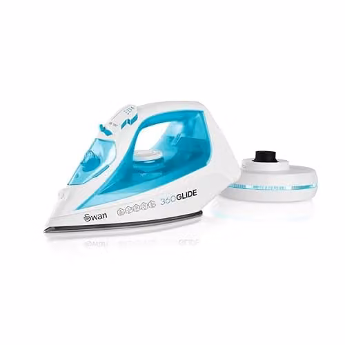 Swan 2500W Cord or Cordless Steam Iron with Non-Stick Ceramic Soleplate and Vertical Steam, Blue