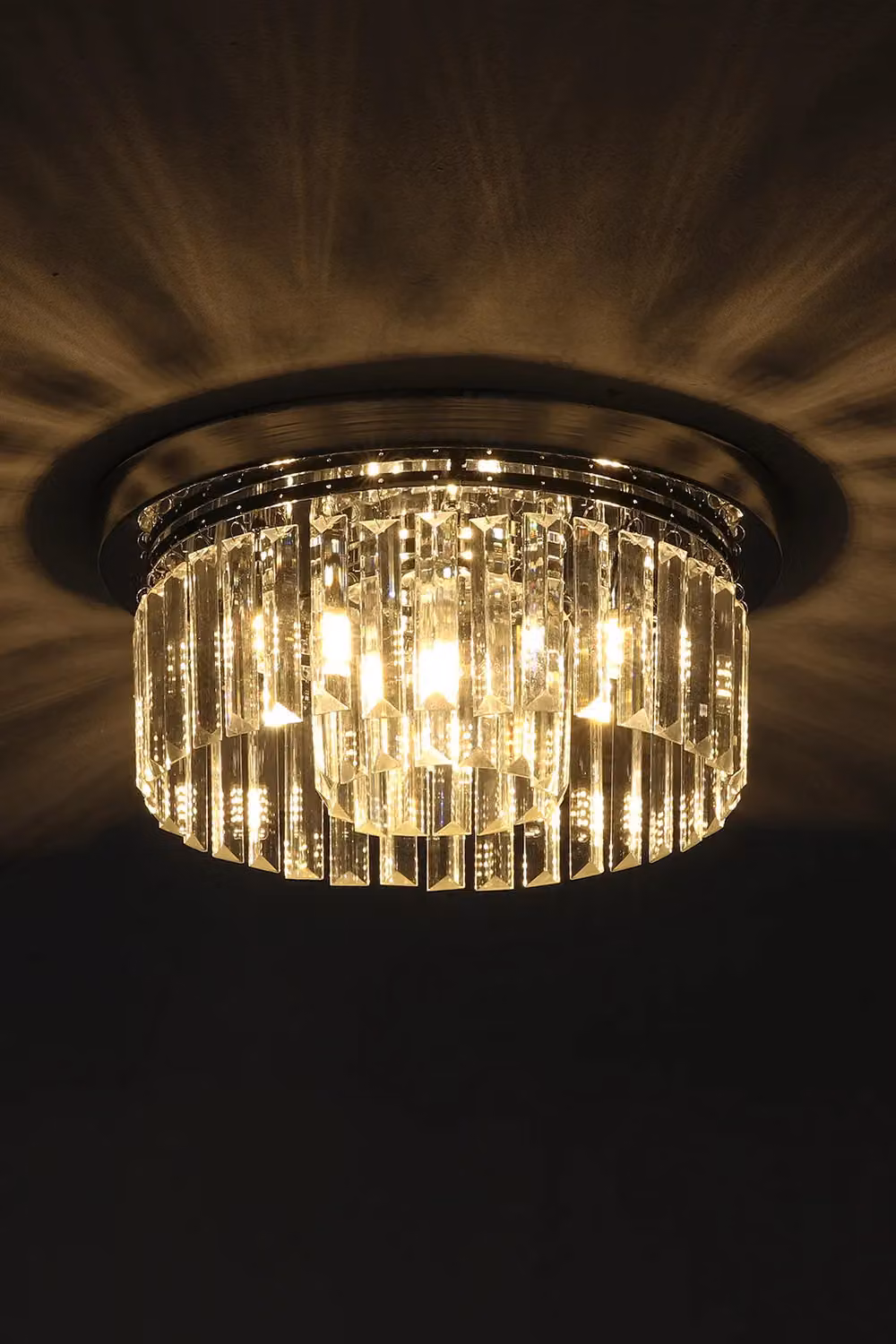 Living and Home Crystal Column Flush Mount Ceiling Light with Chrome Frame in Silver and Transparent – 4