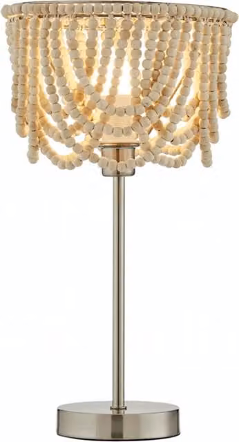 Litecraft Pilli Beaded Table Lamp in Silver and Beige