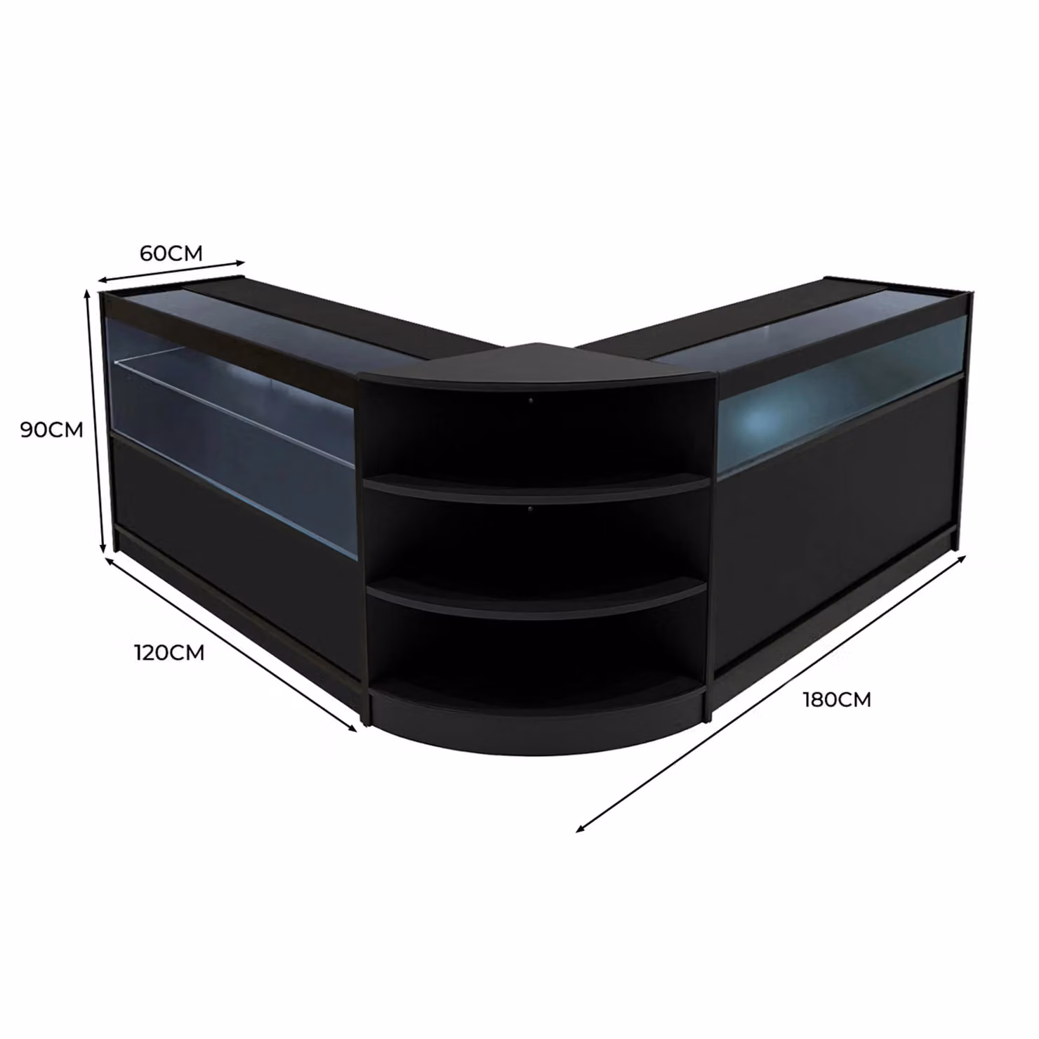 Monstershop Harmonia LED Shop Counter Set B1200, C1200 & LM60 in Black Matt – 2