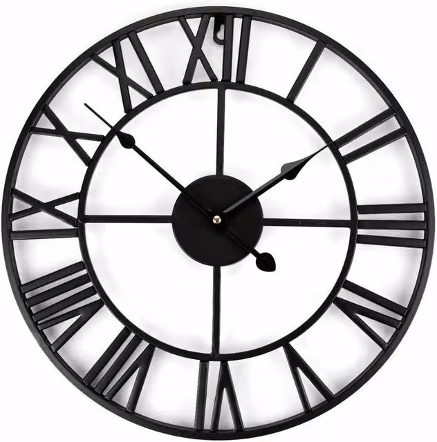 NESTLUNE Large Outdoor Garden Wall Clock with Roman Numerals in Black, W: 60 cm, H: 60 cm