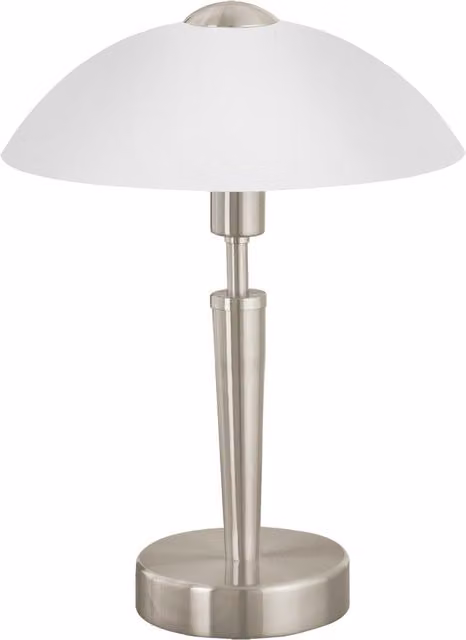 Loops Table Lamp in Silver with White Satinised Glass Shade, E14, 60W