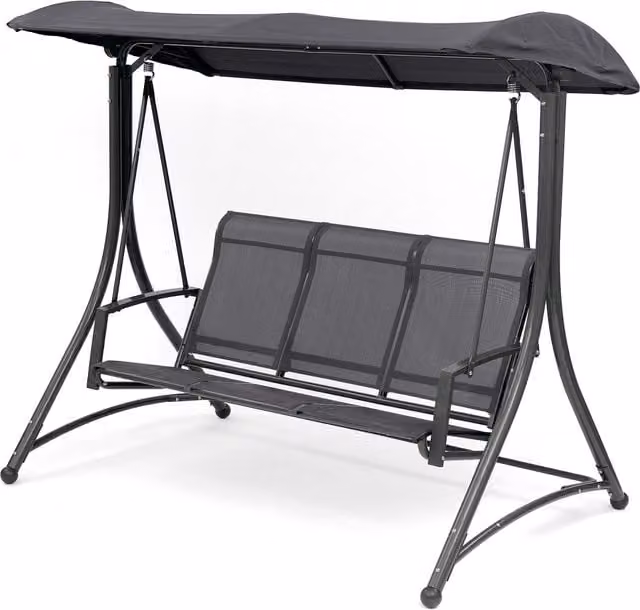 Suntime Havana 3 Seat Garden Swing Seat in Charcoal Grey with Sun Canopy and Textilene Fabric