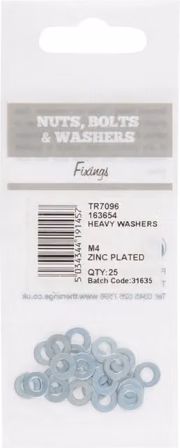 Hiatt M4 Heavy Flat Galvanised Washers for Hex Bolts in Silver