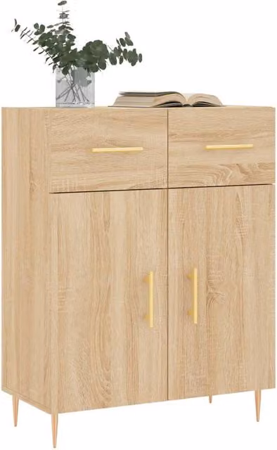 Berkfield Home Sonoma Oak Sideboard in Light Oak, W/D/H: 69.5 x 34 x 90 cm
