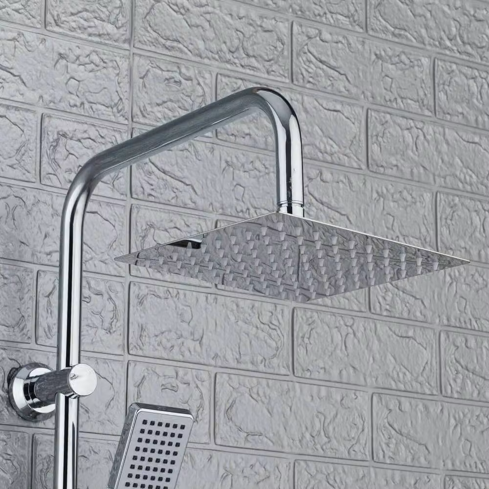 PAWNORA Silver Shower Mixer Tap with Riser Rail Kit and Hand Shower – 2