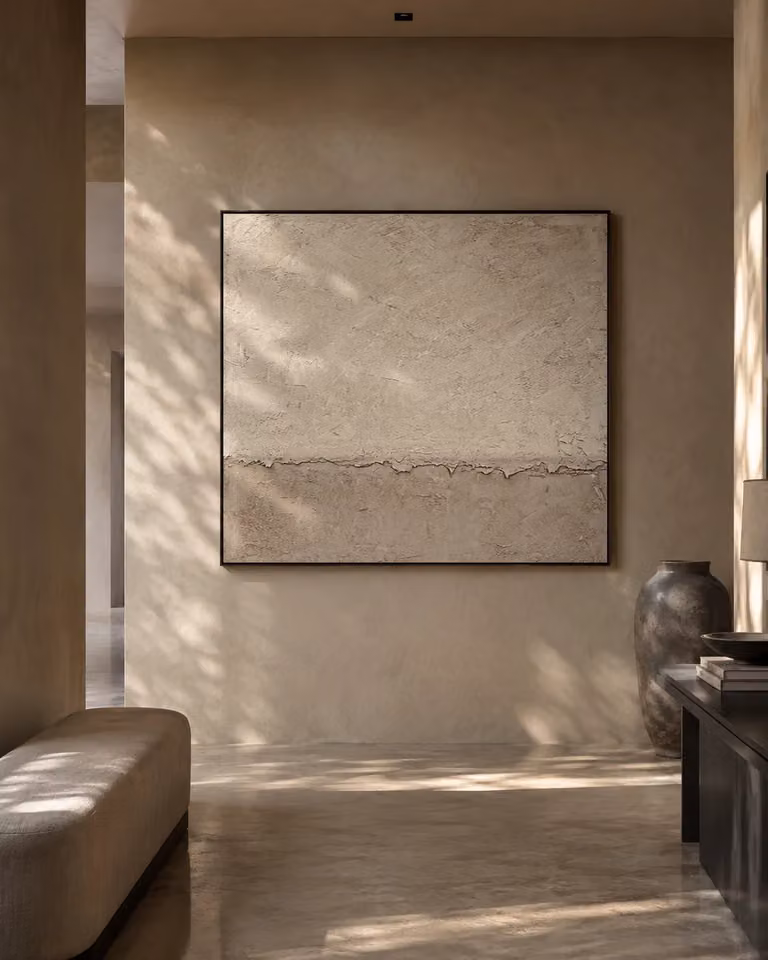 Tommy Franks Gush Abstract Organic Nature Painting Reproduction in Beige, H 165.0 cm x W 150.0 cm