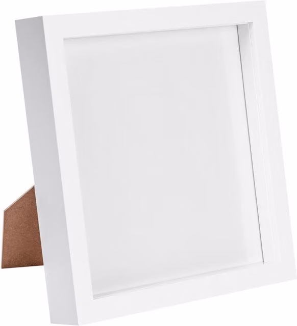 Nicola Spring White 3D Box Photo Frame, Square, W/D/H: 20.32 x 20.32 x 20.32 cm