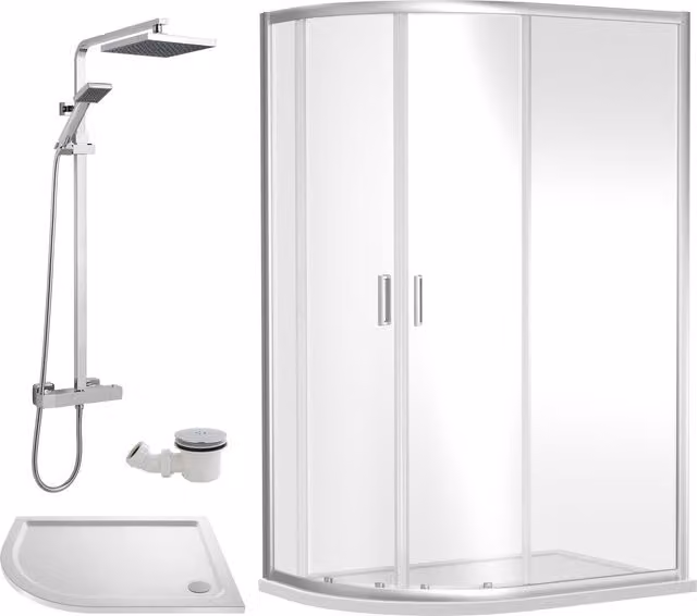 Balterley Offset Left Quadrant Shower Tray in White W: 120 cm, D: 80 cm