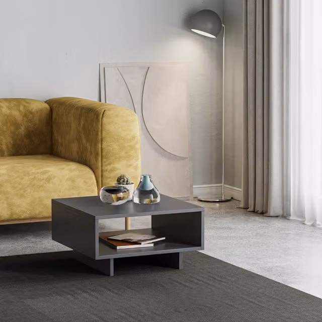 Decortie Hola Modern Multipurpose Coffee Table in Anthracite Grey, W/D/H: 60 x 60 x 32 cm
