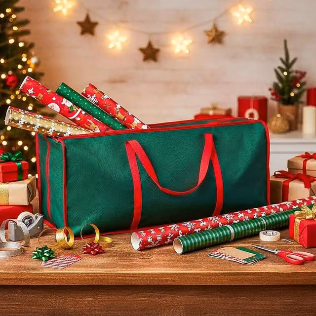 KORVIXA Christmas Wrapping Paper Storage Bag in Green, W: 100 cm, D: 60 cm