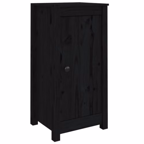 vidaXL 2-Piece Set of Modern Solid Pine Wood Sideboards in Black Matt