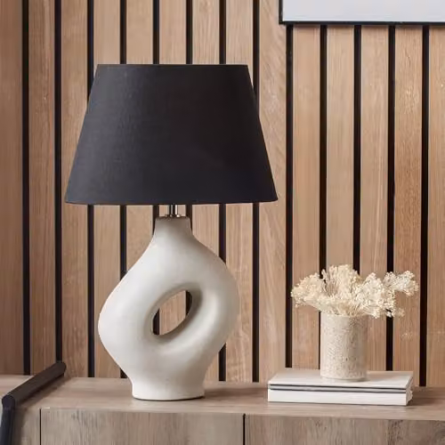 Pacific Lifestyle Ruma Abstract Boho Ceramic Table Lamp in Black – 1
