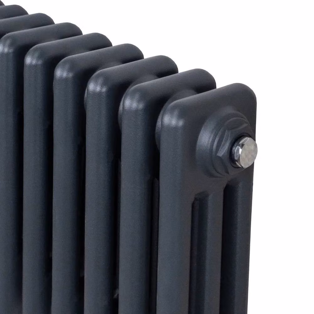 Monstershop Traditional 3 Column Steel Radiator in Anthracite Grey, H: 180 cm, W: 38.2 cm, D: 10 cm – 8