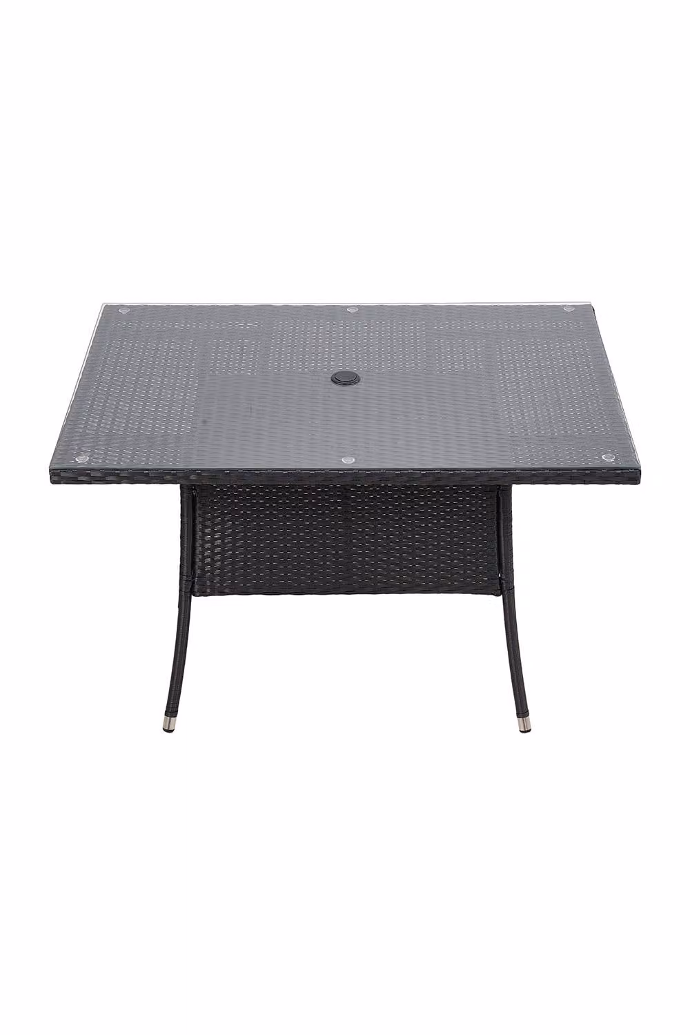 Garden Sanctuary Black Rattan Rectangular Garden Table with Tempered Glass Top and Parasol Hole, W/D/H: 120 x 72 x 90 cm – 3