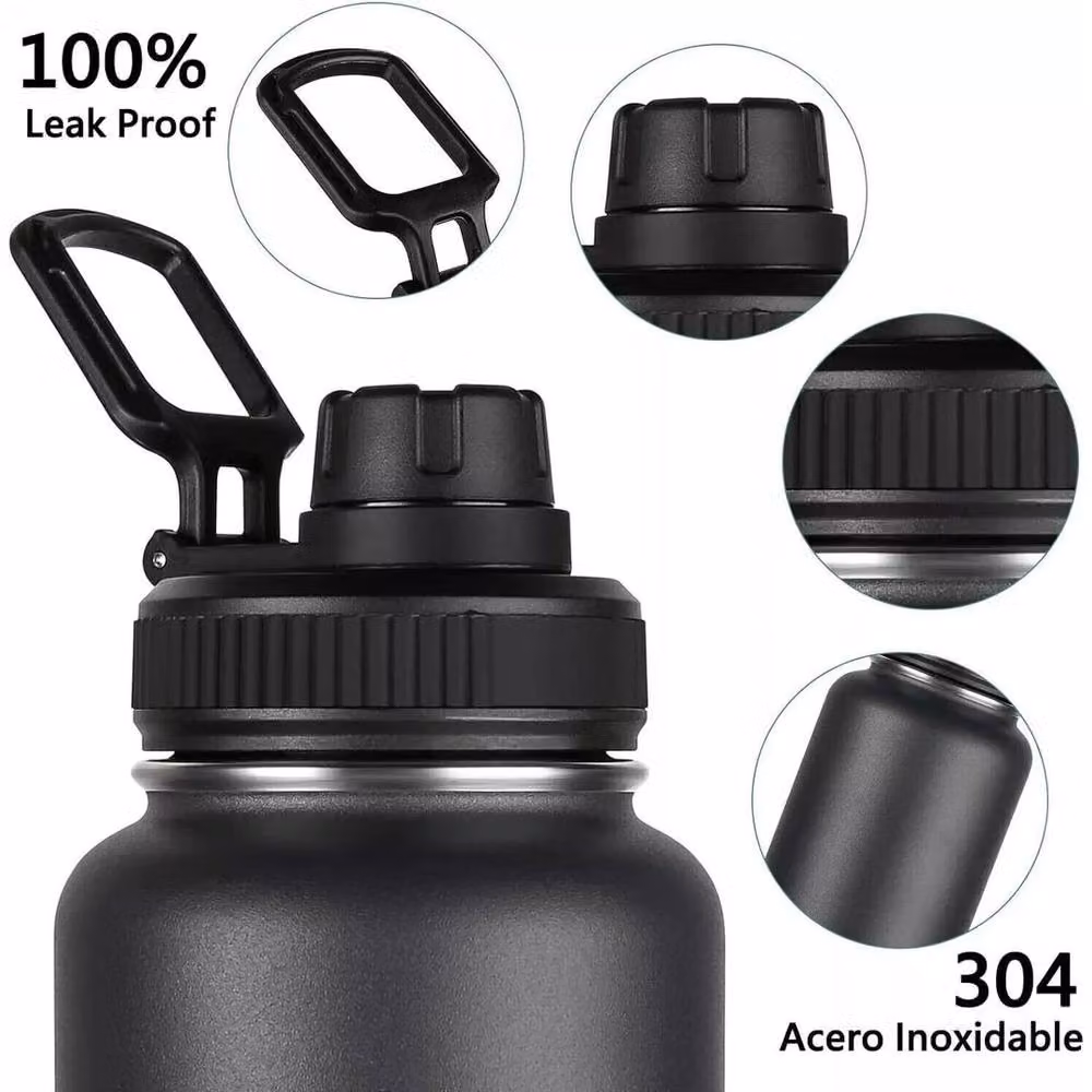 FLAVORA Leakproof Stainless Steel Vacuum Insulated Water Bottle, Black, 1.2 l – 4