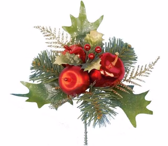 Premier Holly, Apple and Flower Plastic Christmas Decoration in Green and Red – 1