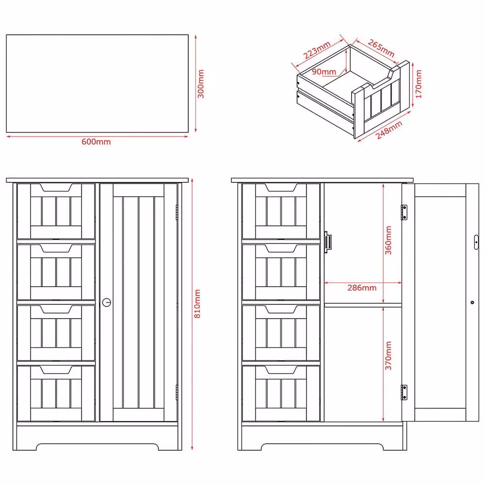 Home Discount Hayle Modern 4 Drawer 1 Door Bathroom Floor Cabinet in Matt Grey – 3