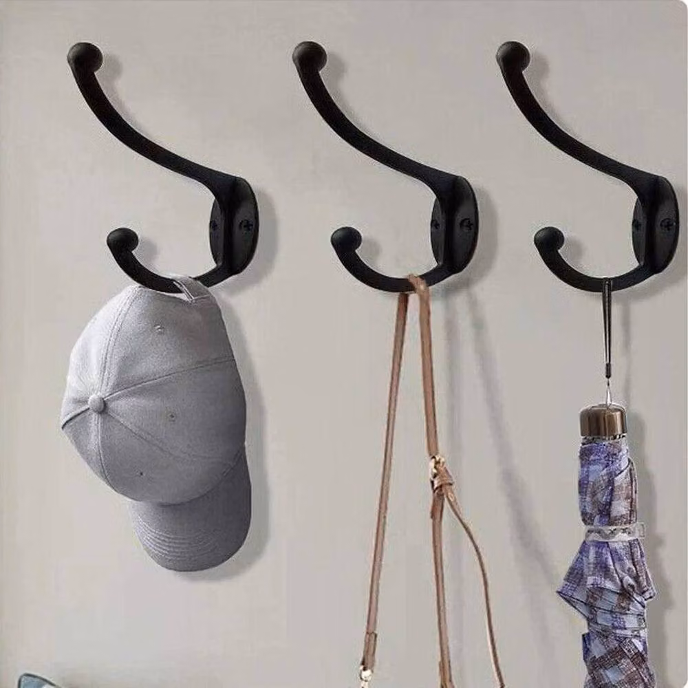 FLAVORA 50-Piece Black Zinc Wall Mounted Coat Hook Pack with 100 Screws, Length: 500 mm – 3