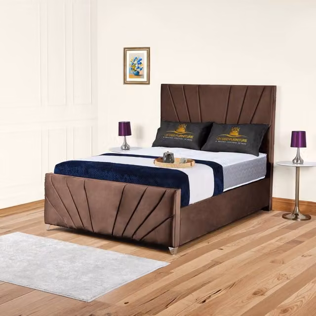 UK Bed Furniture Sunrise Upholstered Gas Lift Storage Bed in Brown, Size: 90 x 200 cm – 1