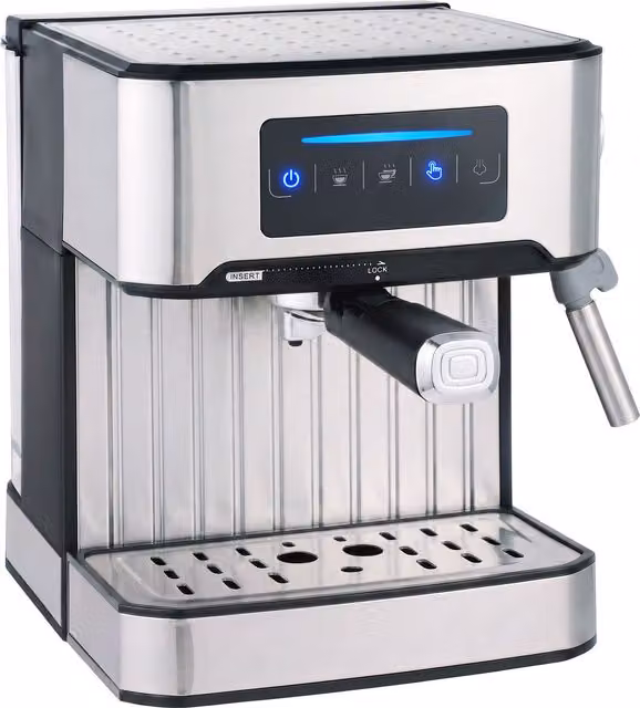 HOMCOM Silver Espresso Machine with 20-Bar Pressure, Steam Wand and 1.6L Removable Water Tank