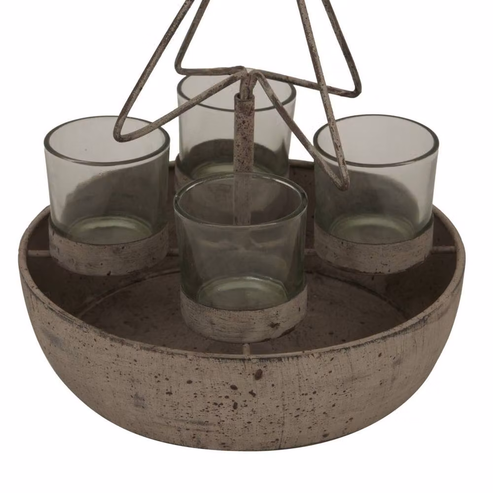 Lemon Pavilion Rustic Bronze Tree and Star Outline with Four Glass Votives, W: 19 cm, D: 19 cm, H: 37 cm – 2