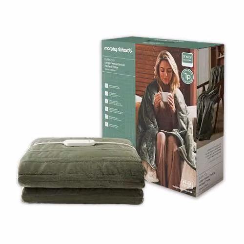 Morphy Richards EverCosy Large Fleece Electric Heated Throw, Green, W/D/H: 200 x 180 cm – 10