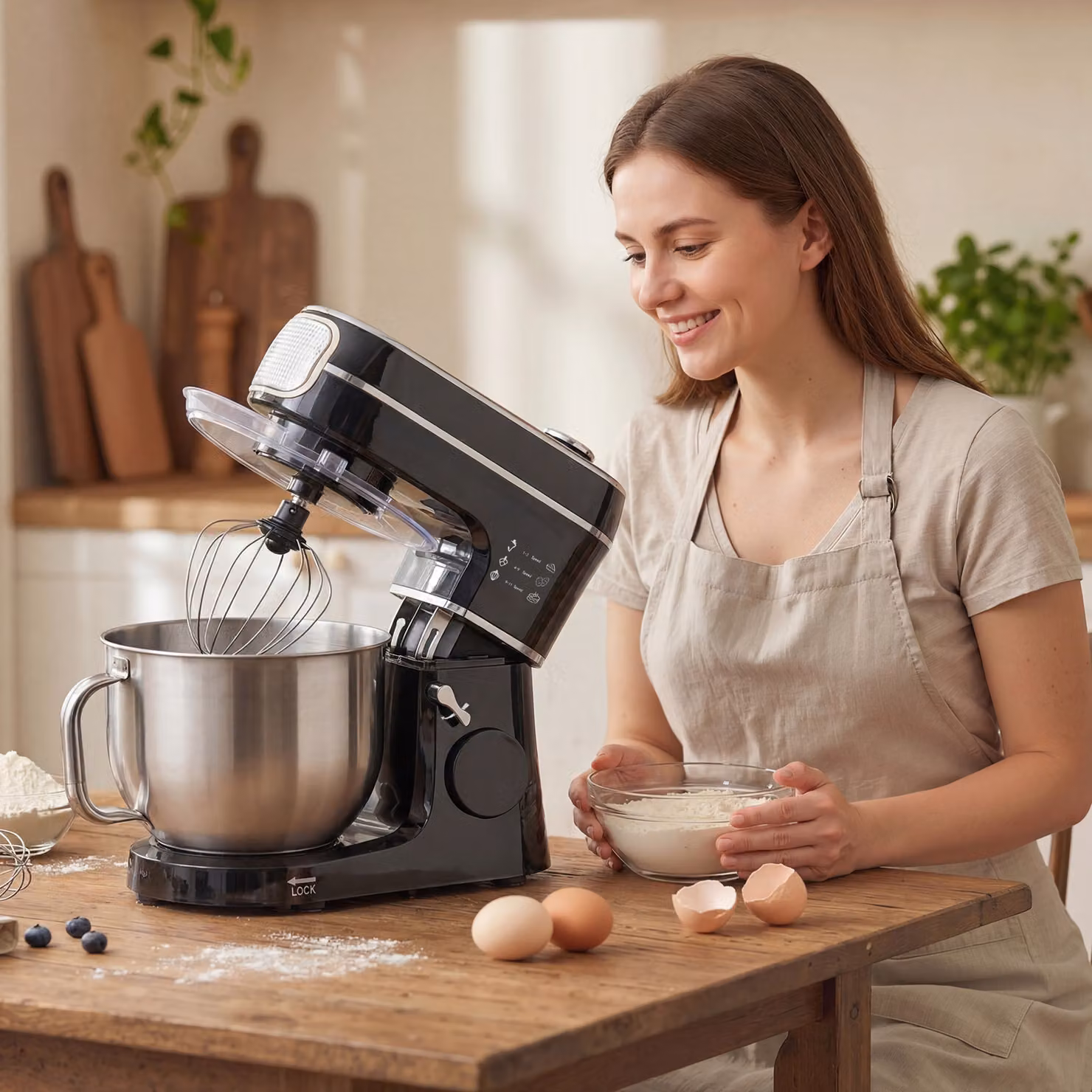 HOMCOM Black Tilt-Head Stand Mixer with 6L Capacity, 1400W Power, 11 Speeds, Pulse and Fermentation Functions and LED Display – 8