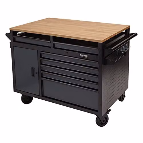 Draper BUNKER 08251 Multi-Functional Workbench Roller Tool Cabinet with 14 Drawers, Grey – 1