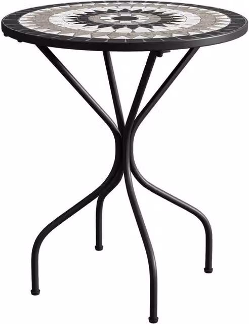 Kelvenix Round Mosaic Ceramic Garden Bistro Table in Black, Diameter: 60 cm – 1