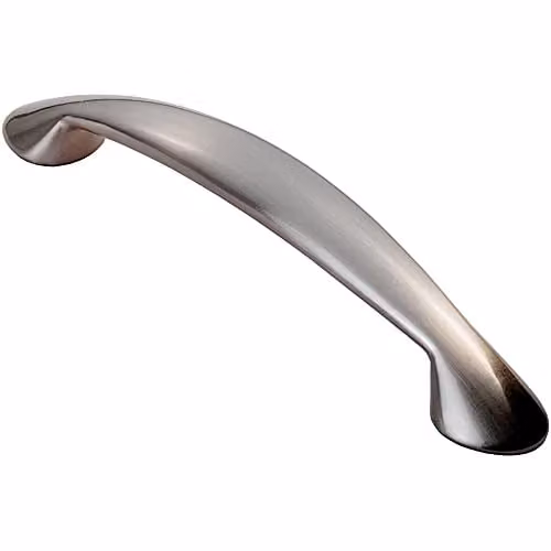 Loops Flared Cabinet Pull Handle in Satin Nickel, 165.5 x 23 mm with 128 mm Fixing Centres