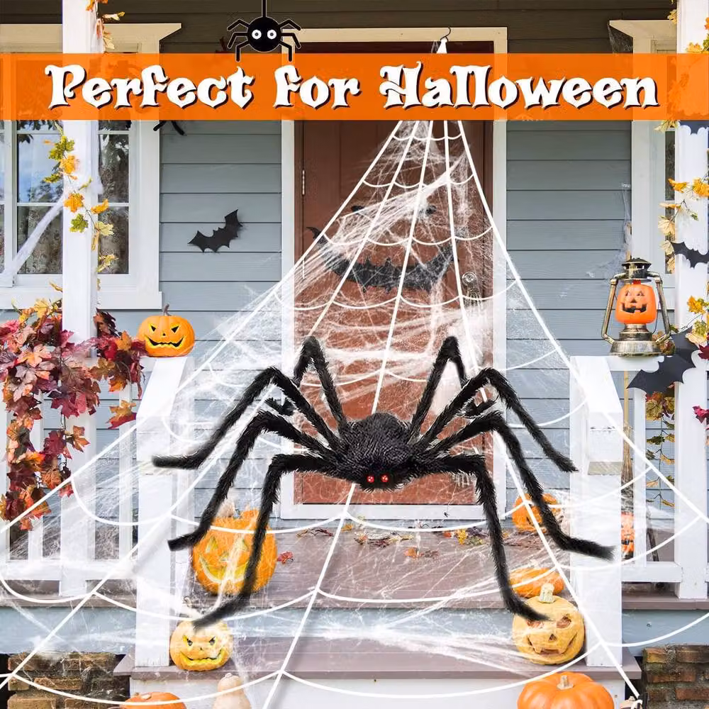 Garwarm Halloween Hanging Spider for Indoor and Outdoor Decor in Black, Red and Multicolour – 7