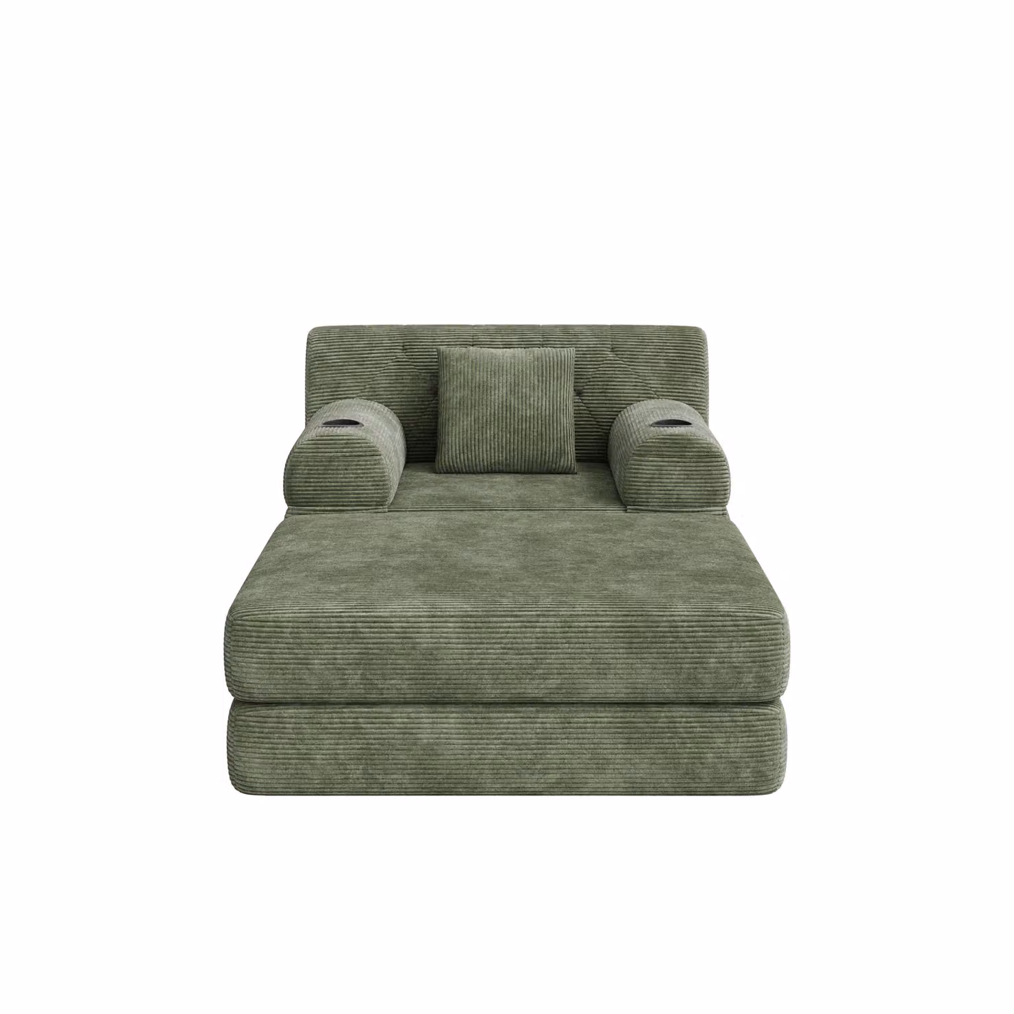 Aosom UK Green Corduroy Sleeper Chair with Ottoman and Metal Frame, Convertible 1-Seater Sofa Bed, W/D/H: 162 x 107 x 81 cm – 2