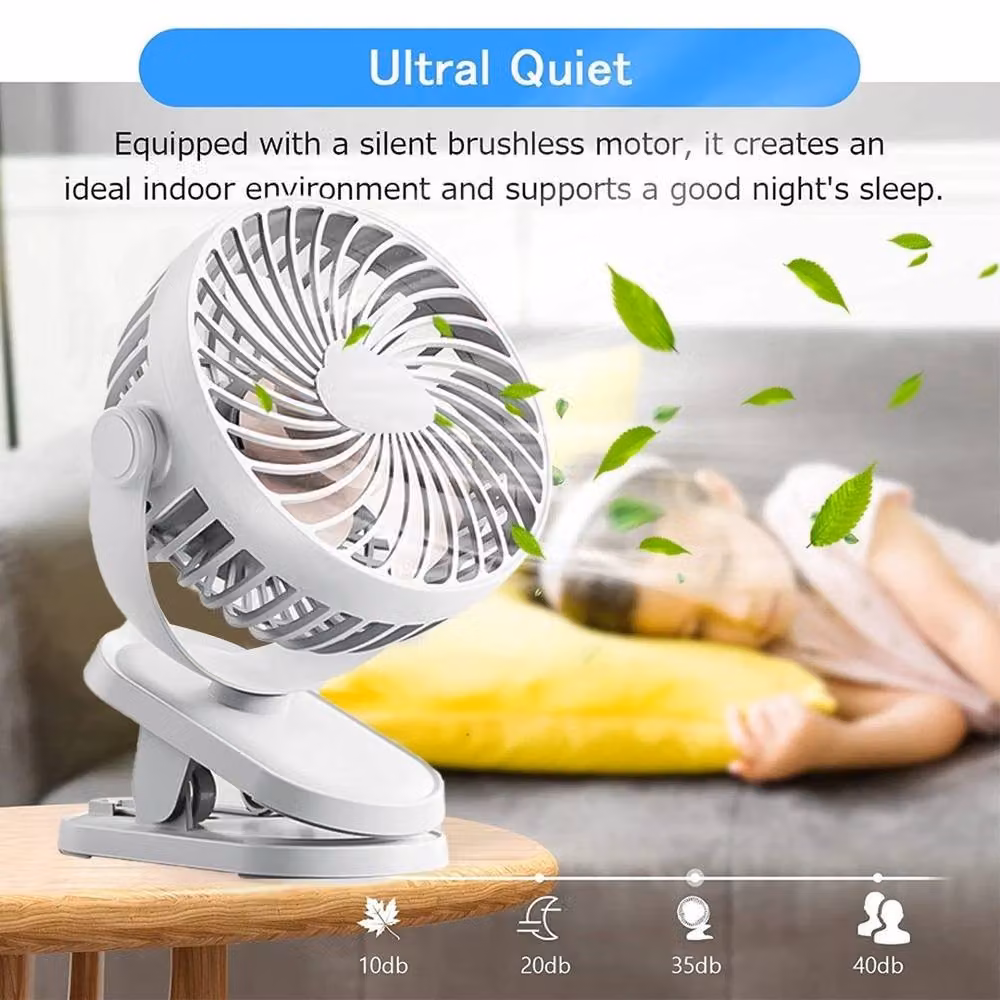 NESTLUNE USB Rechargeable Mini Clip-On Fan in White – 3