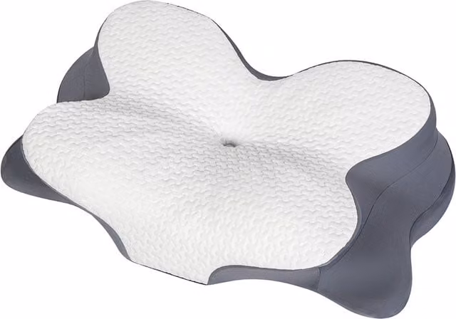 Lavio Memory Foam Cervical Pillow in White and Grey, W/D/H: 60 x 40 x 10 cm